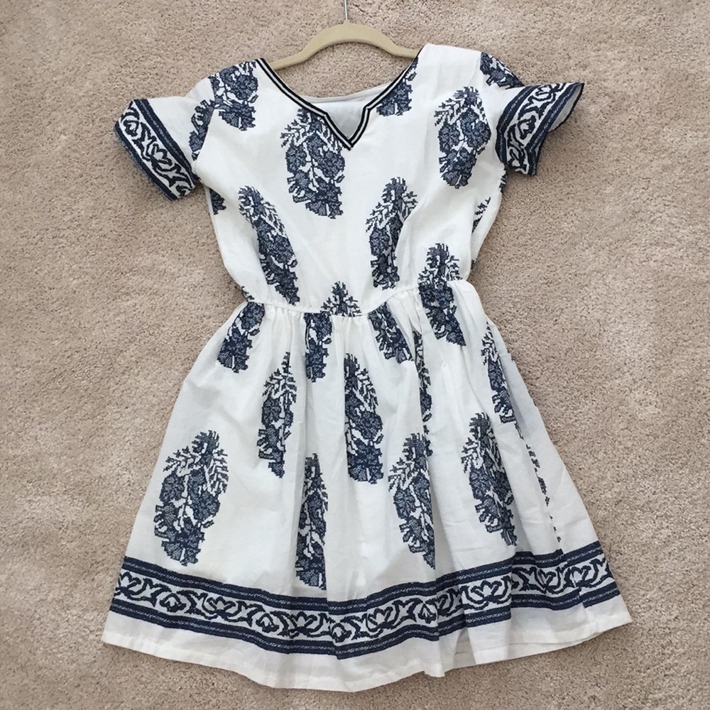 NWOT Blue and white cotton dress. Never worn!